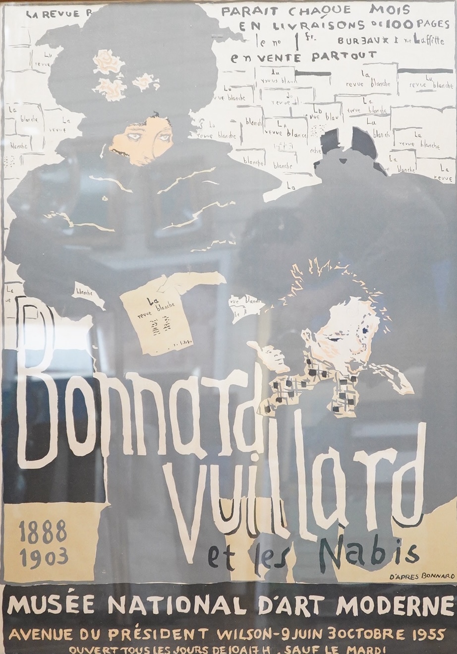Framed advertising poster for the Musee National d’Art Moderne exhibition; ‘Bonnard, Vuillard et les Nabis’, 9 June - 3 October 1955, 70 x 50cm